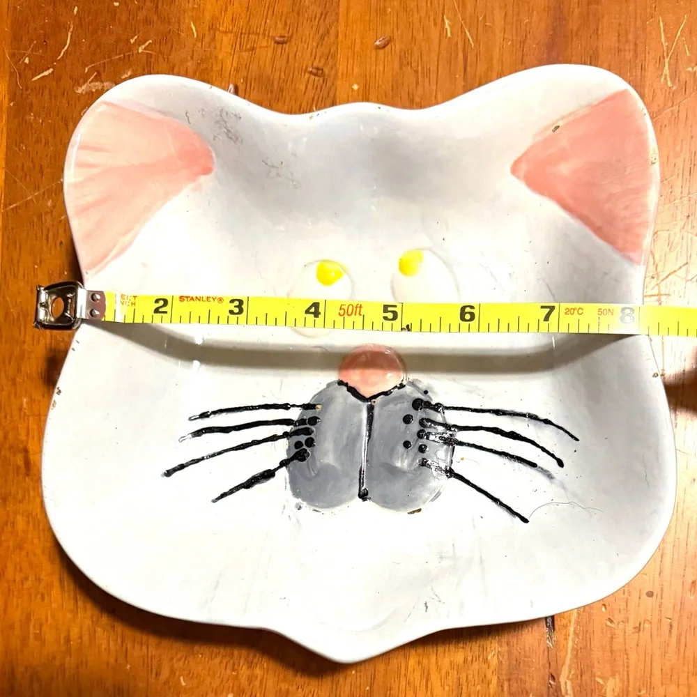Whimsical Handmade large cat dish, lovingly made and signed by artist.